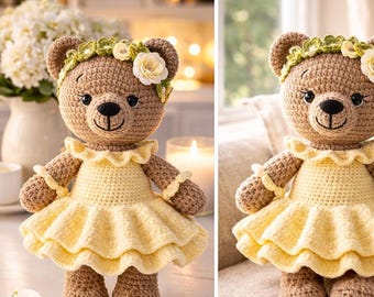 Crochet PATTERN Bear Pdf - Amigurumi Cute bear pattern, English PDF pattern (US Terms)