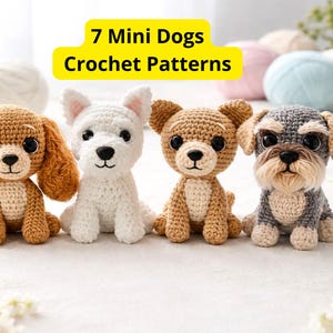 Amigurumi Dogs Instructions, Crochet Patterns mini Dog: PDF Patterns (chihuahua, Cocker Spaniel, Westie, Pinscher, schnauzer,Pug,Labrador)