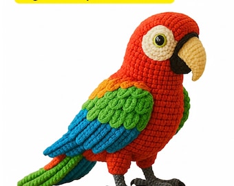 Amigurumi Macaw Crochet Pattern | Amigurumi Bird Tutorial | PDF Pattern, Tropical Jungle Crochet Toy, US Terms