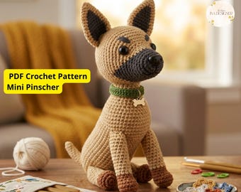 Amigurumi Crochet Patterns, Pinscher Crochet Puppy Pattern, Amigurumi Pinscher Dog (PDF Pattern), US Terms