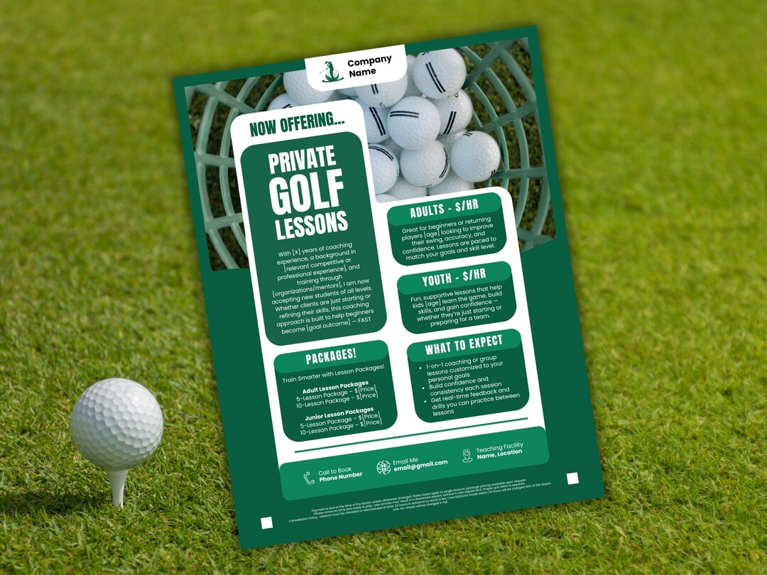 Editable Golf Lesson Flyer Customizable Mailing Golf Coach Lessons ...