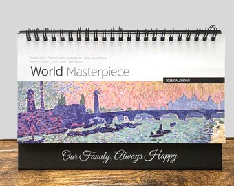 Calendario de escritorio personalizado 2026, logotipo y mensaje personalizados, regalo corporativo, arte, obras maestras clásicas, 14 hojas