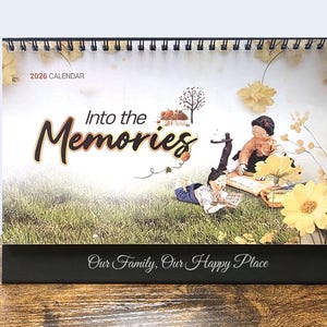 Personalized 2026 Desk Calendar, Custom Logo & Message, Retro Korean Folk Art Photo Planner, Corporate Business Gift, Family Name, 14 Sheets