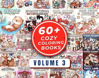Cozy Coloring Book Bundle , +60 coloring books , 2800 Bold & Easy Pages (Digital Download)