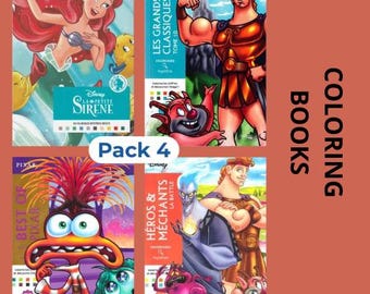 Set di 4 libri da colorare digitali misteriosi - Libri da colorare Disney - Pacchetto di libri da colorare - 4 libri PDF da 100 pagine