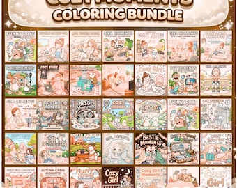 Cozy Girl Moments Coloring Book Bundle | 60 Books, 2000+ Bold Easy Pages (PDF Download)