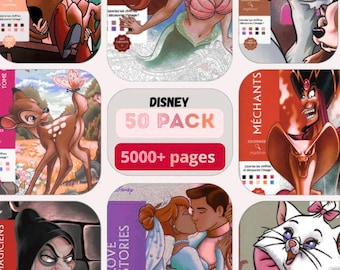 Disney Mystery Coloring Pack | 50 Books Bundle PDF 5000+ Pages Printables Instant Download , Colouring Book, Coloring fo adult
