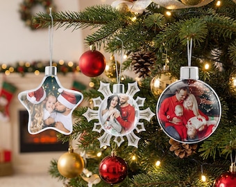 Decorazione natalizia con foto personalizzata, regalo con foto personalizzata per la mamma, prima pallina di Natale del bambino 2025