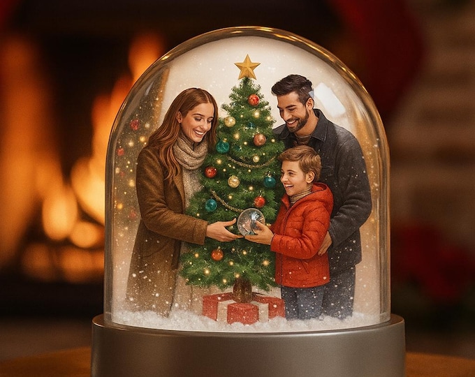 Custom Photo Snow Globe Personalized Christmas Family Picture Portrait ...
