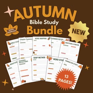 Fall Bible Study Printable, Autumn, SOAP Method, Verse Mapping, Sermon Notes & Prayer Journal