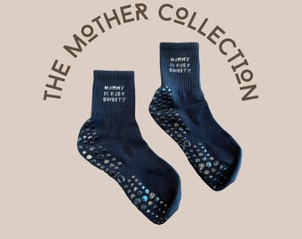 Gift for Mom -- Mommy Is Busy Sweety -- Affirmation Grip Socks Pilates Non-slip