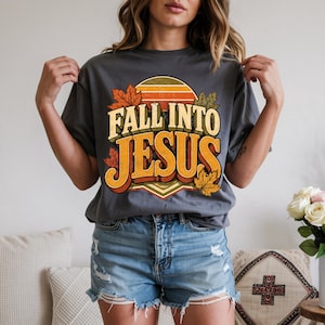 Fall Into Jesus PNG Bundle, 3 Christian Fall Designs, Retro Coquette Patchwork Sublimation, Faith Based Shirt Design
