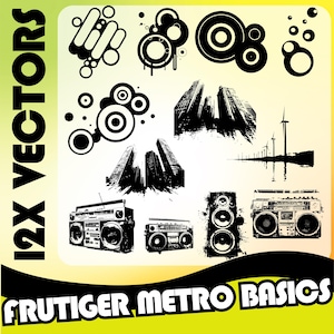 Frutiger Metro Basics – 魅力的なグラフィックデザインのための12種類の都市型ベクターパック