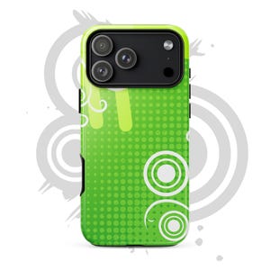 Funda rígida Vector Garden Frutiger Metro para iPhone®, verde y blanca, con altavoces integrados (11–17 Pro Max).