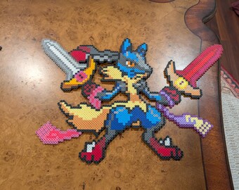 Mega Lucario (Classic) with Doublade Perler Sprite
