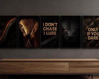 Schlangen Poster Set – Schlangen Design in Schwarz & Gold (Digitaler Download)