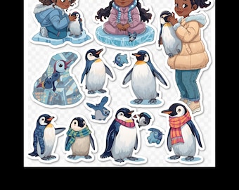 Zoo Animal Kids Stickers – African American Children Clipart (PNG, Instant Download)