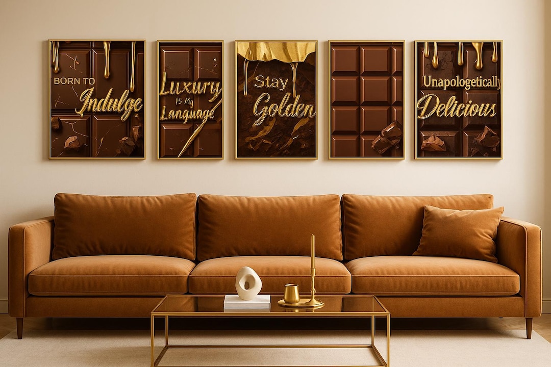 Luxury Chocolate Bar Wall Art | Gold Drip Glam Decor (digital Prints ...