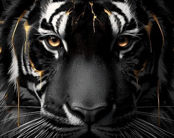 Luxury Black & Gold Tiger Art Prints | Modern Masculine Decor (Digital Download)