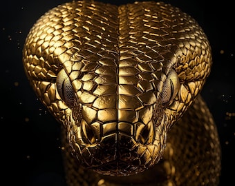 Serpent Gold Texture Wall Art - Dunkle weibliche Schlange (Digitaler Download)