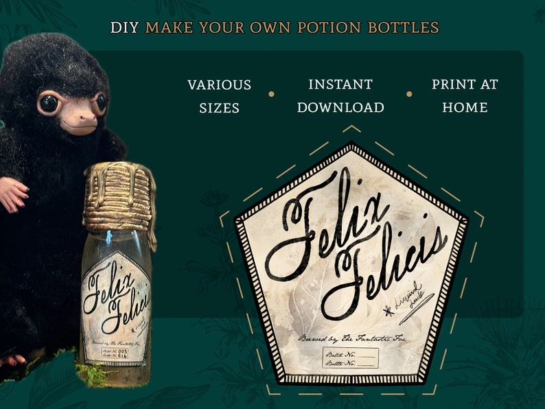Felix Felicis Potion, Liquid Luck, Printable Vintage Labels, Potions ...