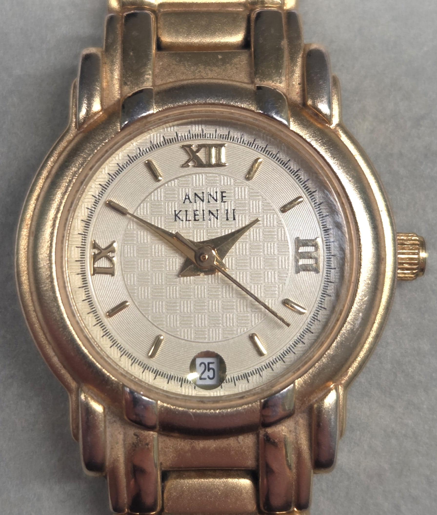 Anne Klein II Sterling Silver 925 Watch Roman Numeral 7 Inch 90s Minimalist 90s Roman Numeral Bezel Watch | Anne Klein main image 2