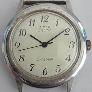 Vintage TIMEX Men’s Electric Dynabeat Black Dial Silver Tone Quartz Watch 30mm Vintage 1970s Timex Electric Dynabeat Watch With a Gold-tone  main image 2