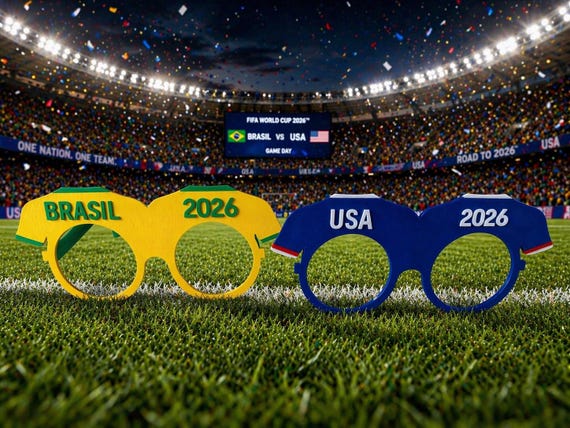 Glasses for World Cup Games and Parties– Soccer Party Gear, Copa Mundial Fan Accessories & Gifts for Sport Fans