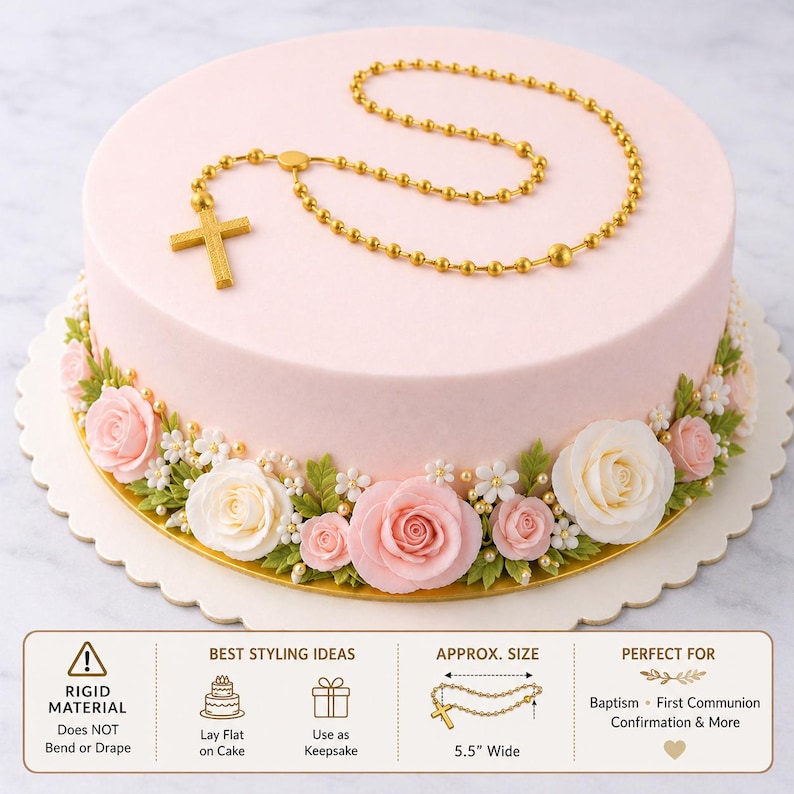Rosary Cake Topper for Baptism, First Communion & Confirmation ...