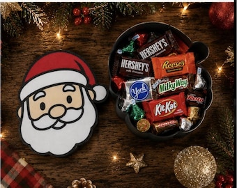 Santa Christmas Candy Dish with Lid – Holiday Treat Box, Christmas Cookie Jar, Festive Table Decor
