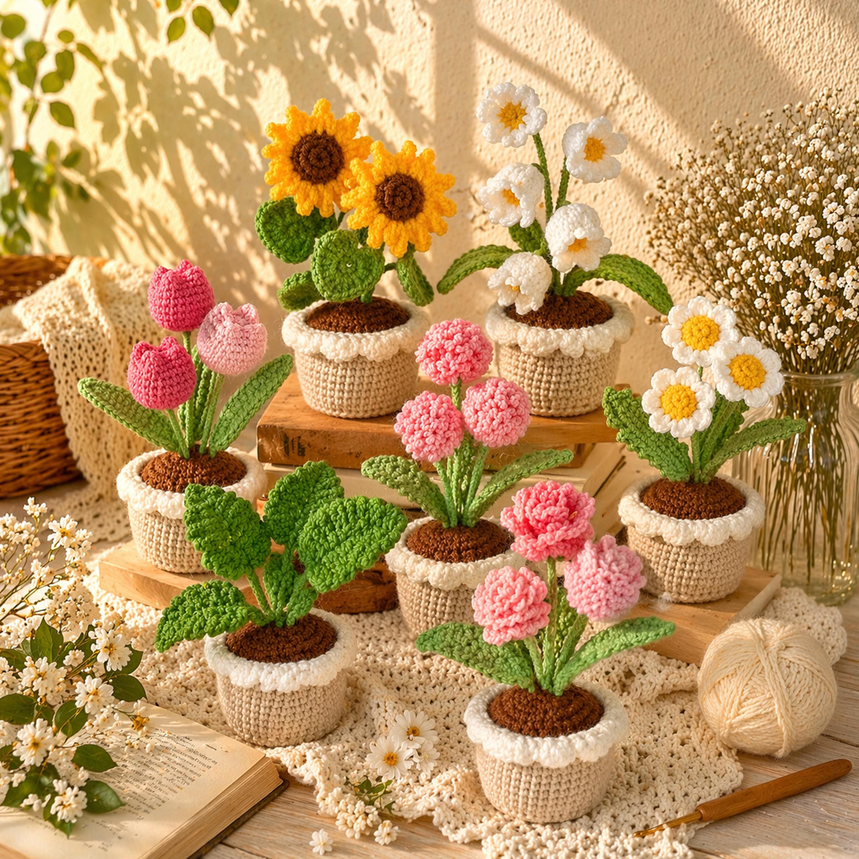 かぎ針編みの鉢植えの花 - Etsy 日本