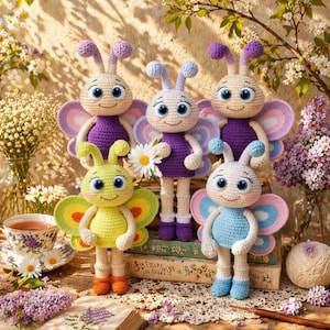 Butterfly Crochet Pattern PDF, Amigurumi Doll, Cute Fairy Bug Plush Toy, DIY Gift, Digital Download, Easy Crochet Tutorial