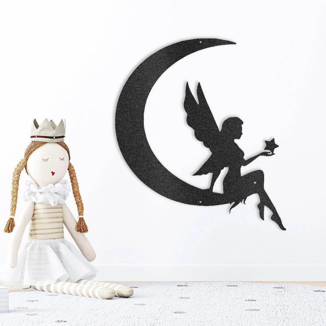 Moon Fairy Metal Wall Art – Nursery Decor – Princess Room Wall Decor - Etsy