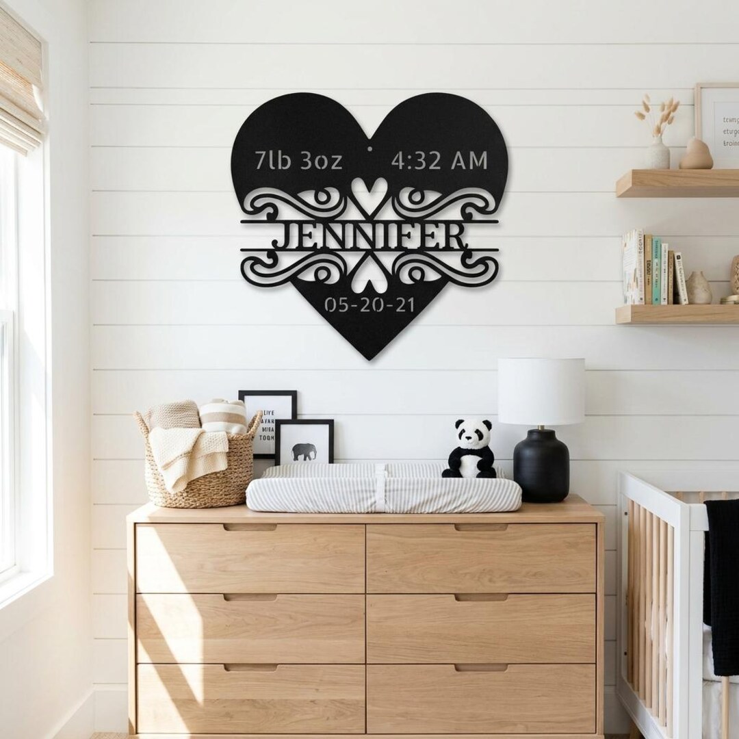 Personalized Newborn Baby Metal Sign, Custom Birth Stats Wall Decor ...