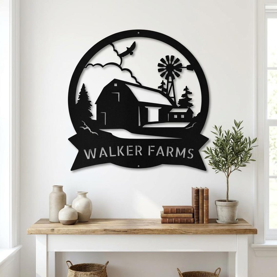 Personalized Farm Metal Wall Art Custom Barn Sign Rustic Family Name ...