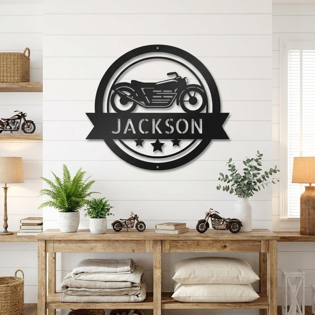 Personalized Motorcycle Metal Sign – Custom Biker Name Sign – Garage ...