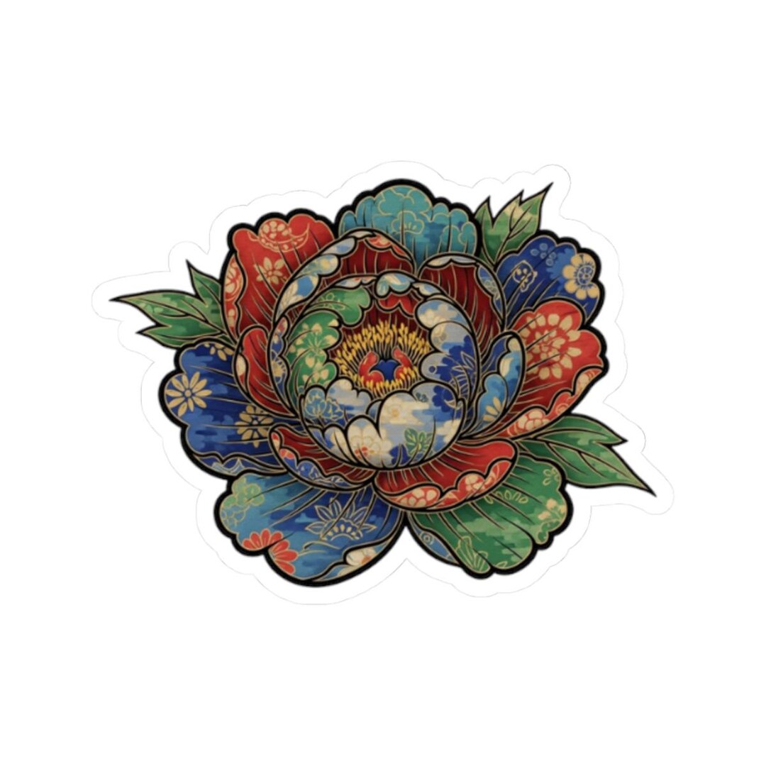 Vintage Floral Peony Sticker | Kiss-cut Decorative Laptop Decal - Etsy