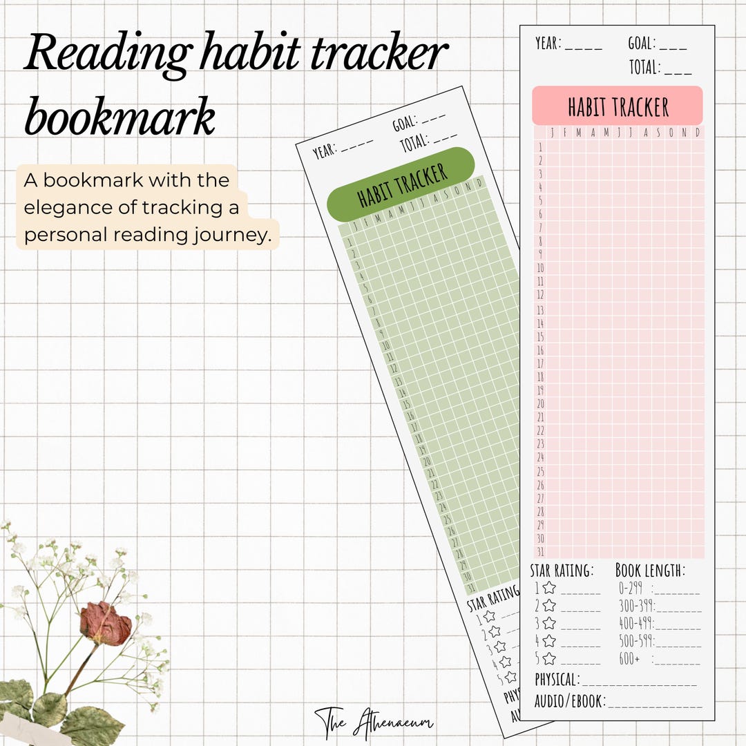 Reading Habit Tracker Bookmark | Printable Bookmark & Daily Log ...