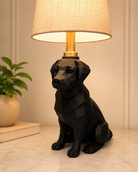 Labrador Lamp, Dog Lover Gift, Modern Dog Table Lamp, Labrador Decor, Unique Gift for Pet Owners, Black Lab Gift, Pet Memorial Gift
