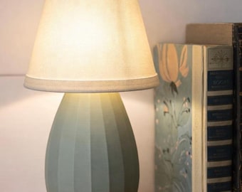 Small Matte Table Lamp – Cute Bedside Lamp for Nightstand – Modern Cottage Desk Lamp – Sage, Blue, Gray or Blush – Handmade Accent Light