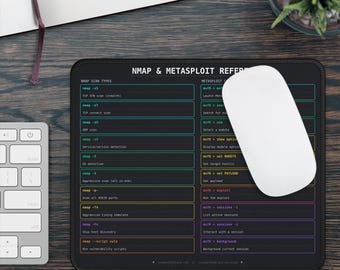 Nmap Metasploit Reference Mouse Pad | Pentest Cheat Sheet Desk Mat