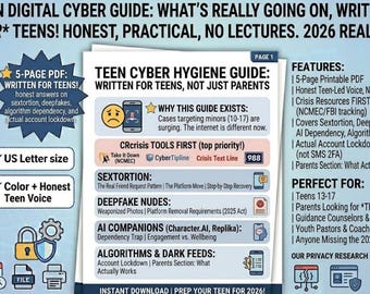 Guía de ciberseguridad y privacidad para adolescentes de 13 a 17 años / Seguridad contra la extorsión sexual y la IA deepfake / Para adolescentes y padres / PDF imprimible (2026)