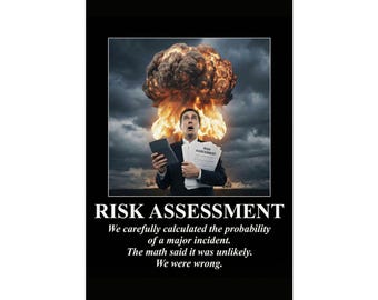 RISK ASSESSMENT Cybersecurity Demotivational Poster | Risk Management Humor | Probability Analysis | CISO Wall Art