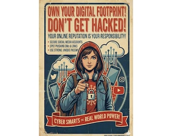 Teen Cybersecurity Awareness Poster | Digital Footprint Art