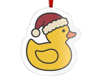 Decorazione per programmatore a forma di paperella di gomma / Cappello di Babbo Natale in acrilico (7,6 cm)