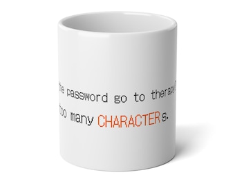 Password Therapy Mug | Funny IT Pun Coffee Cup | Sysadmin Cybersecurity Gift 20oz