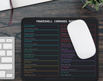 PowerShell Commands Reference Mouse Pad | Windows Admin Cheat Sheet Desk Mat