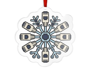 Cavo Ethernet RJ45 a forma di fiocco di neve / Regalo per ingegnere di rete (in ceramica)