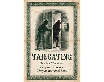 Poster di sensibilizzazione sulla sicurezza durante il tailgating / Stampa gotica per ufficio (opaca)