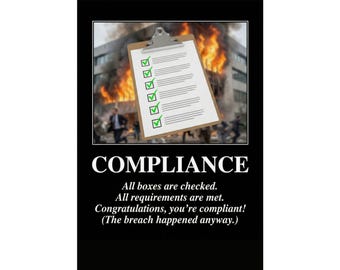 Póster desmotivador de ciberseguridad CUMPLIMIENTO / Regalo para auditor de GRC / Arte mural para oficina de gestión de riesgos / CISO